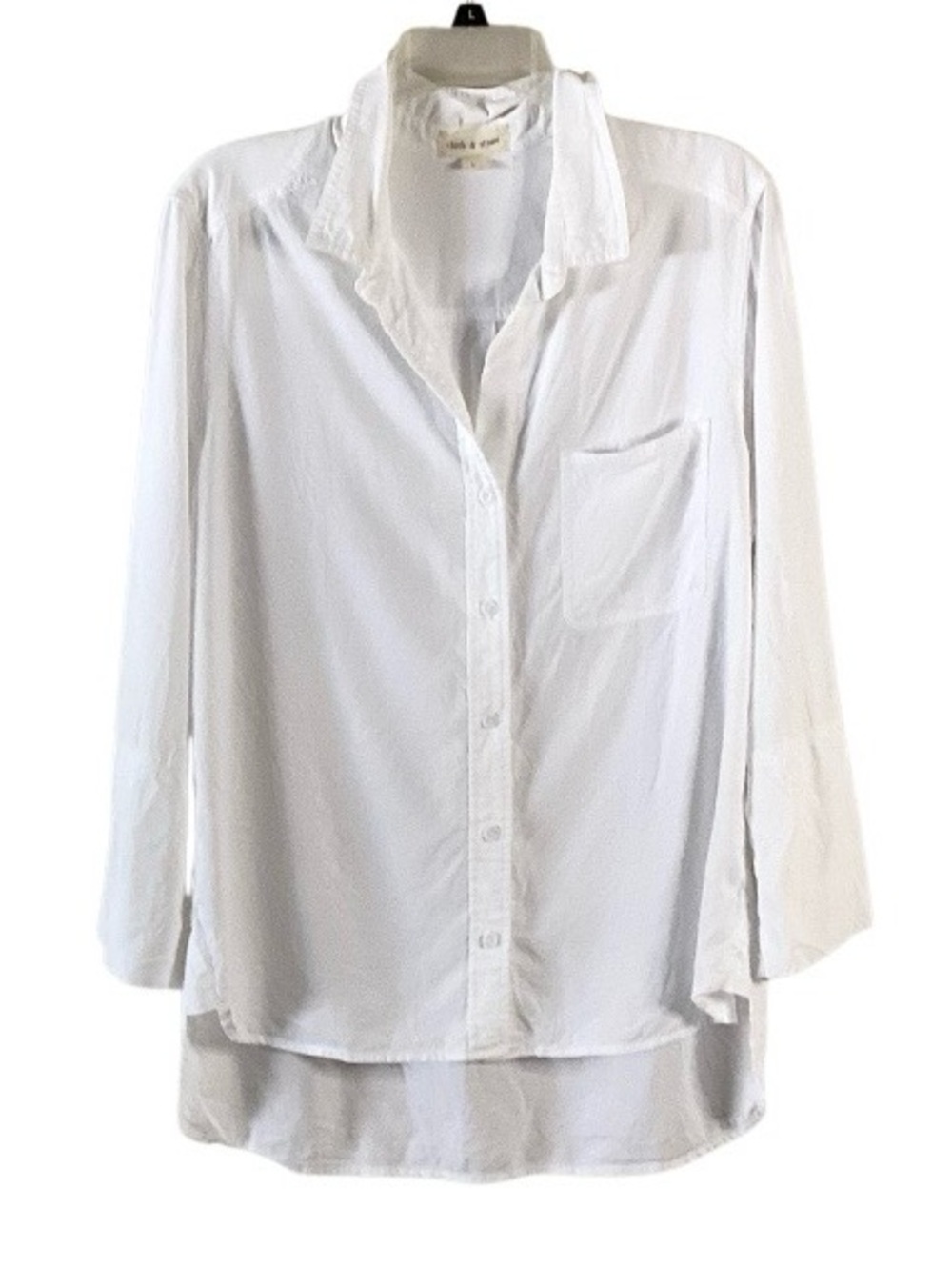 cloth & stone White Button-Front Long Shirt Anthropologie Large